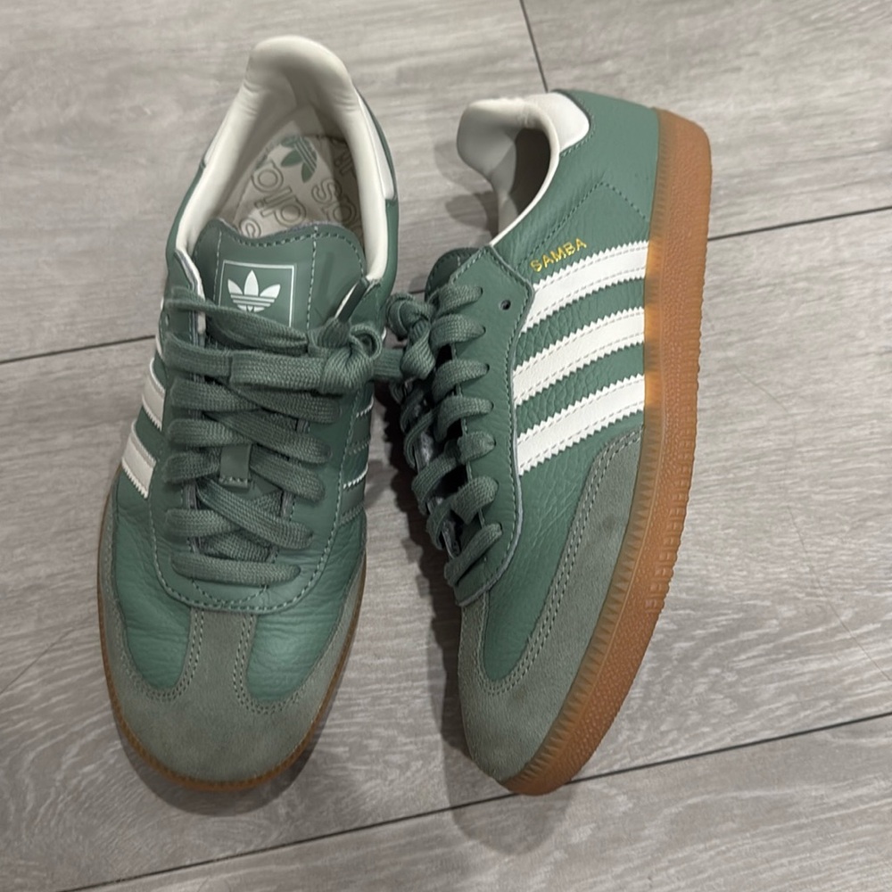 adidas Samba Green and White Sneakers